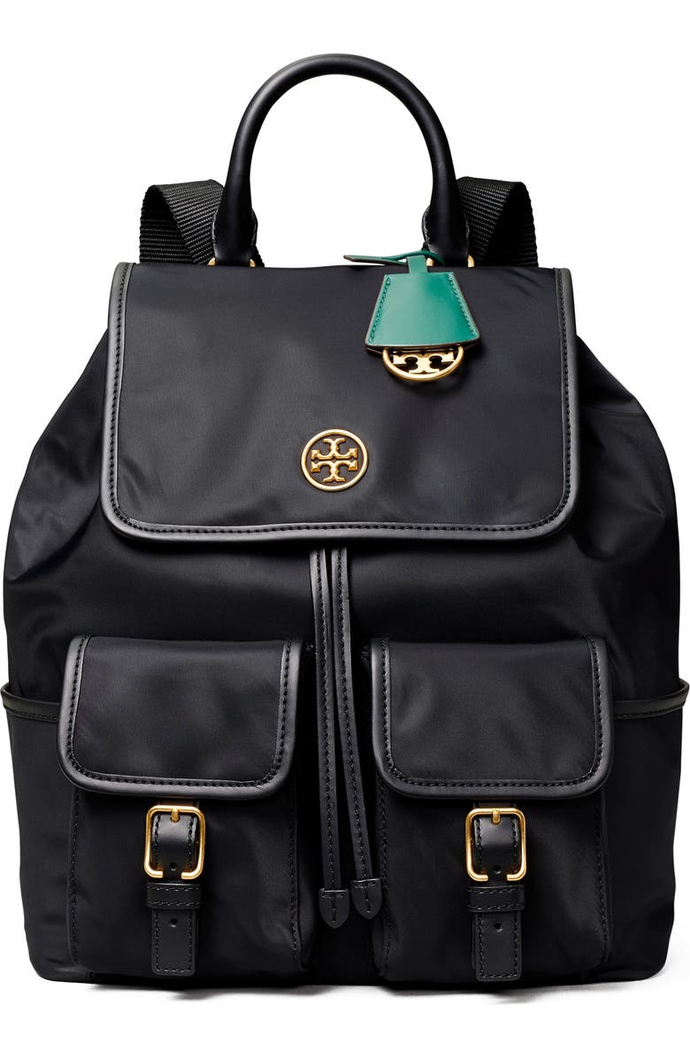 Tory Burch Piper Flap Nylon Backpack, Main, color,