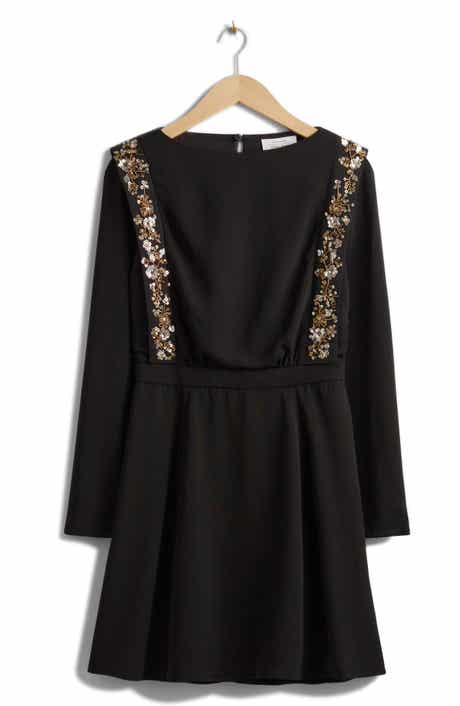 & Other Stories Floral Embellished Long Sleeve Dress