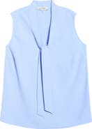 KASPER Sleeveless Tie Front Top