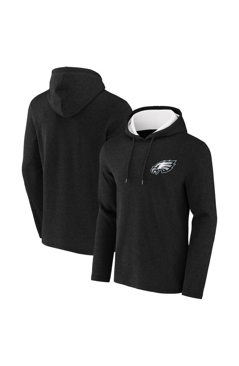 NFL X DARIUS RUCKER Men's NFL x Darius Rucker Collection by Fanatics Heathered Black Philadelphia Eagles Waffle Knit Pullover Hoodie, Main, color, 