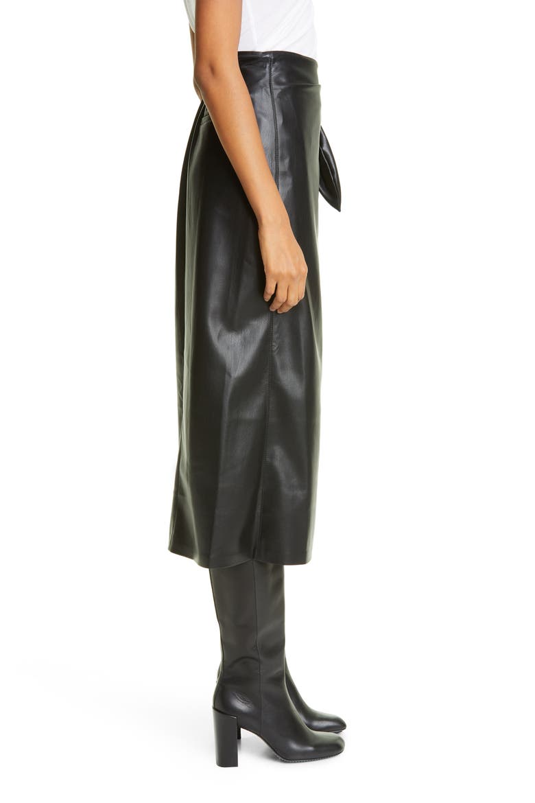 Amas Vegan Leather Wrap Skirt, Alternate, color, BLACK