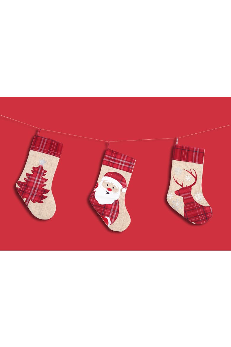 20" Plaid Christmas Tree & Cuff Hanging Large Christmas Stocking, Alternate, color, Red