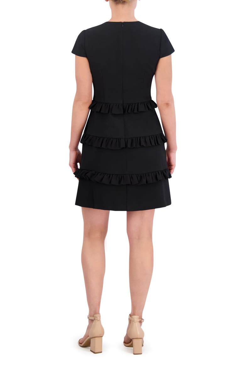 Ruffle Detail Short Sleeve Dress, Alternate, color, BLK
