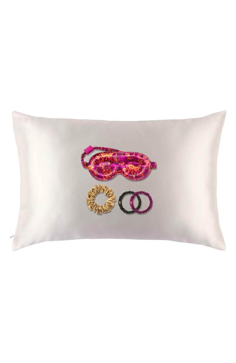 slip The Icons Edit Pillowcase, Mask & Scrunchies Set USD $170 Value, Main, color, Blossom Nights