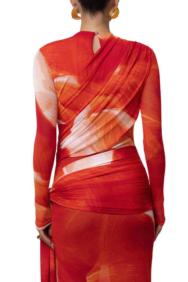 Heatwave Mesh Maxi Dress, Alternate, color, Sunset Red
