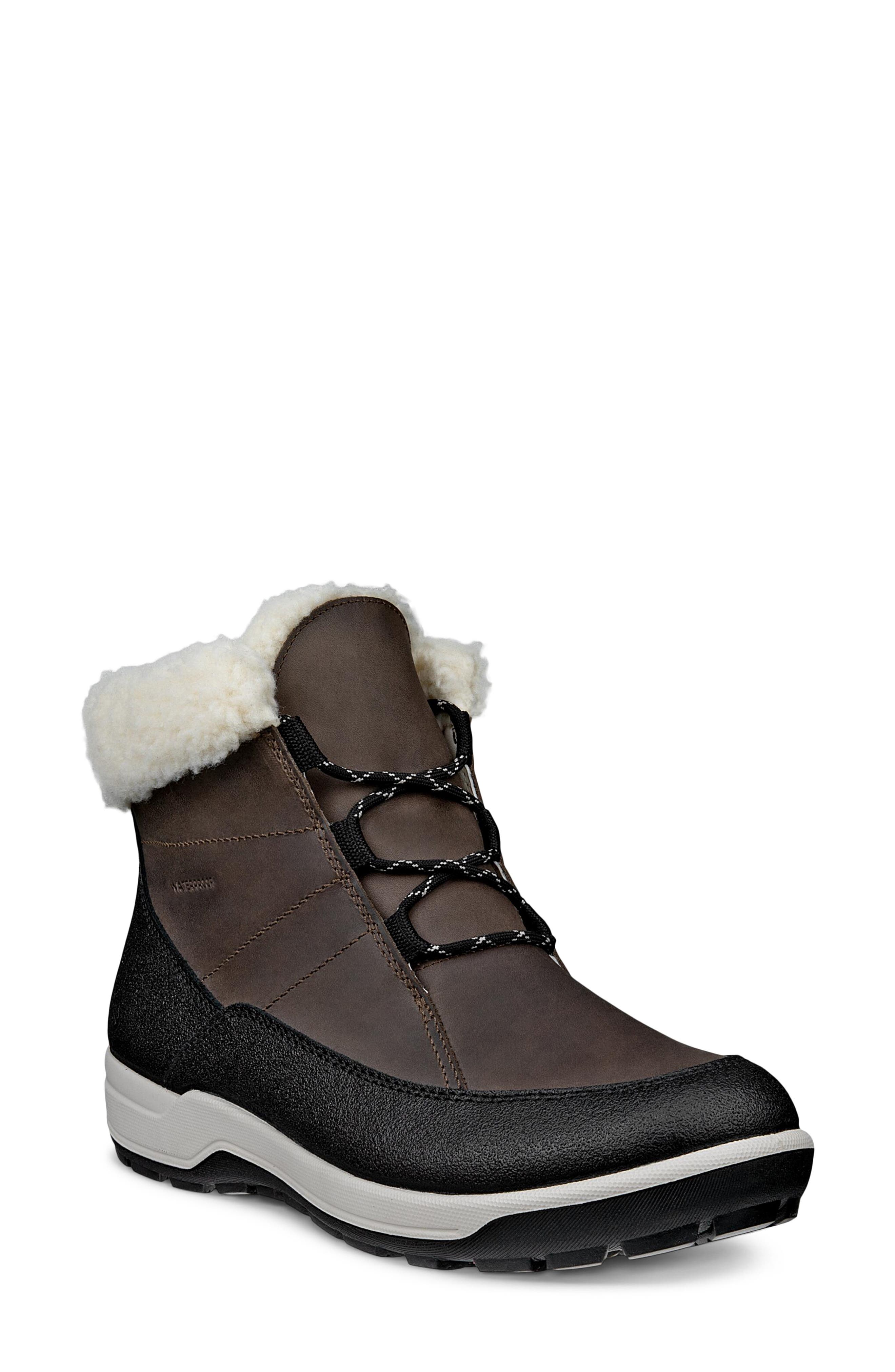 ECCO Trace Lite Waterproof Faux Fur Lined Bootie, Main, color, 