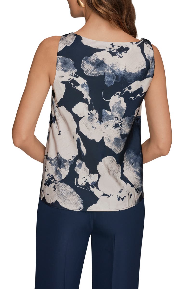Donna Karan New York Floral Asymmetric Sleeveless Hardware Accent Top, Alternate, color, Nightfall Multi