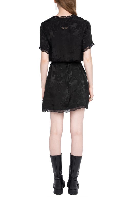 Zadig & Voltaire Rerzo Floral Jacquard Tie Waist Silk Minidress In Black