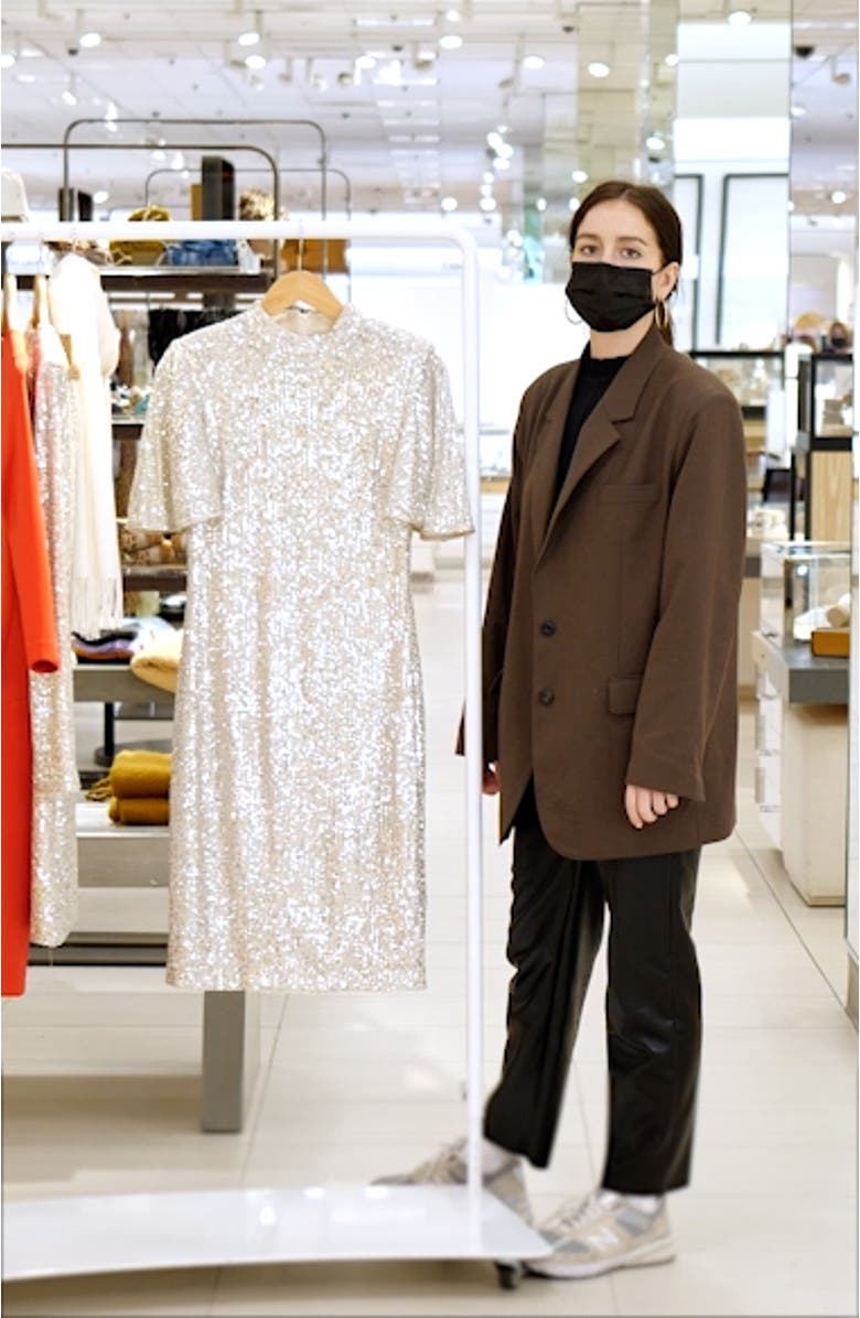 Sequin Short Sleeve Shift Dress, sales video thumbnail