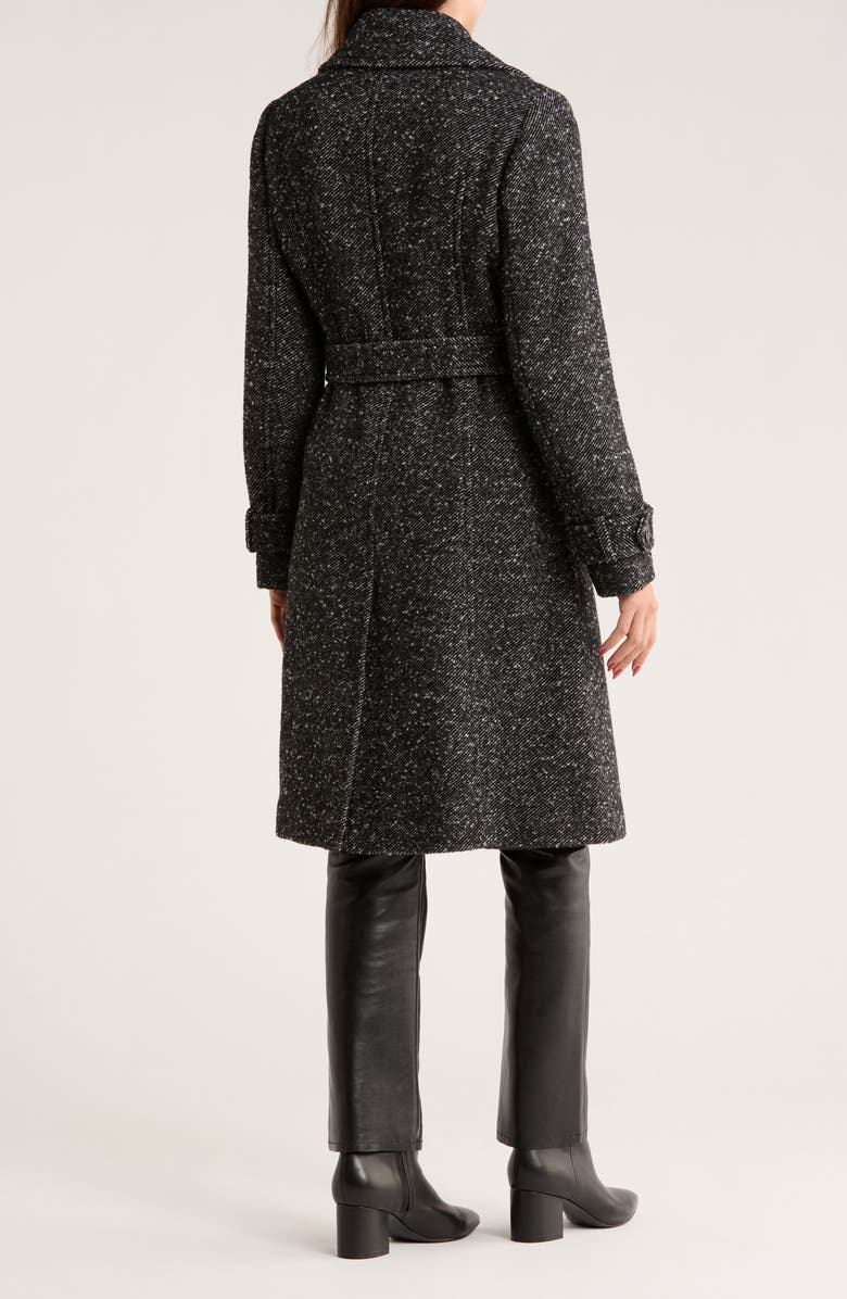 BCBGeneration Double Breasted Trench Coat, Alternate, color, Blk-White Twill