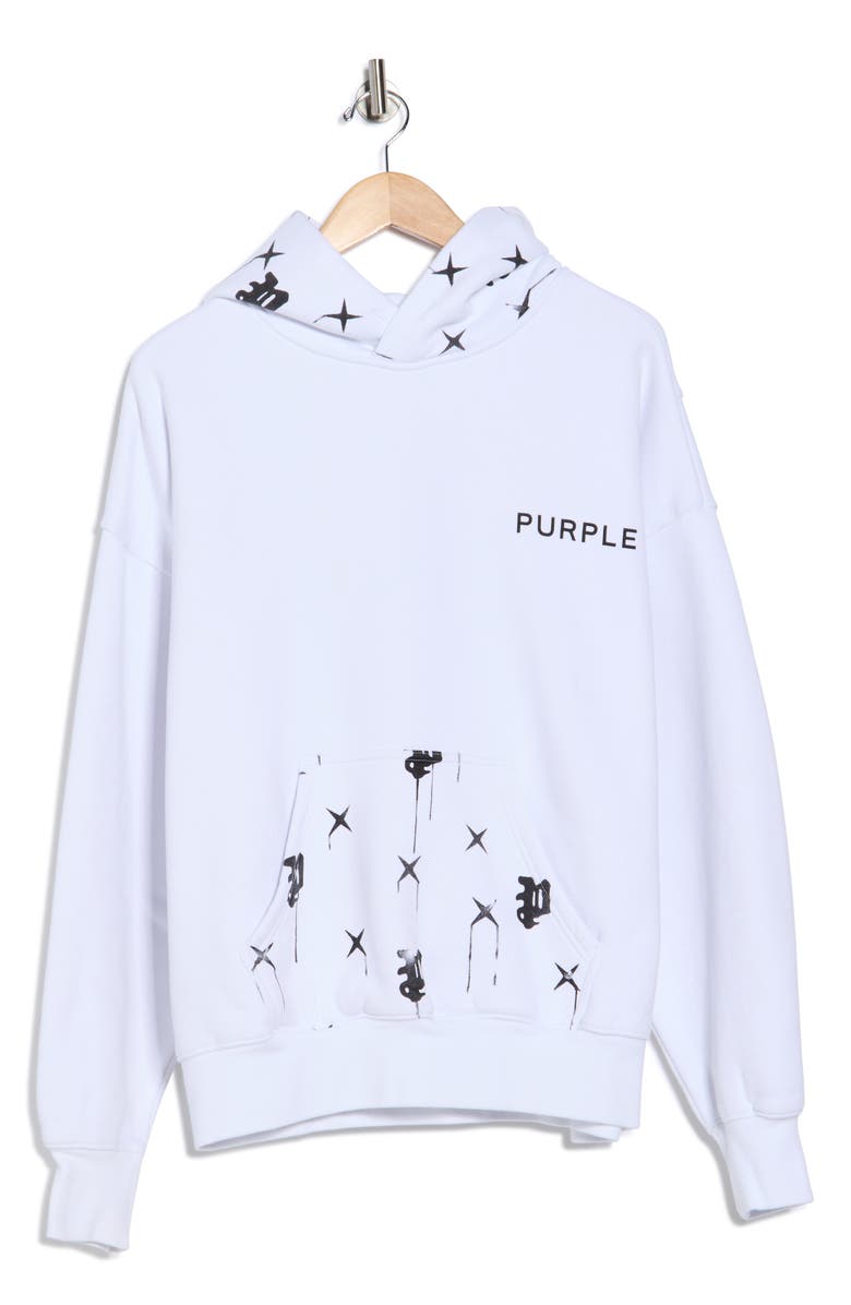 PURPLE BRAND Logo Graphic Fleece Hoodie, Alternate, color, White