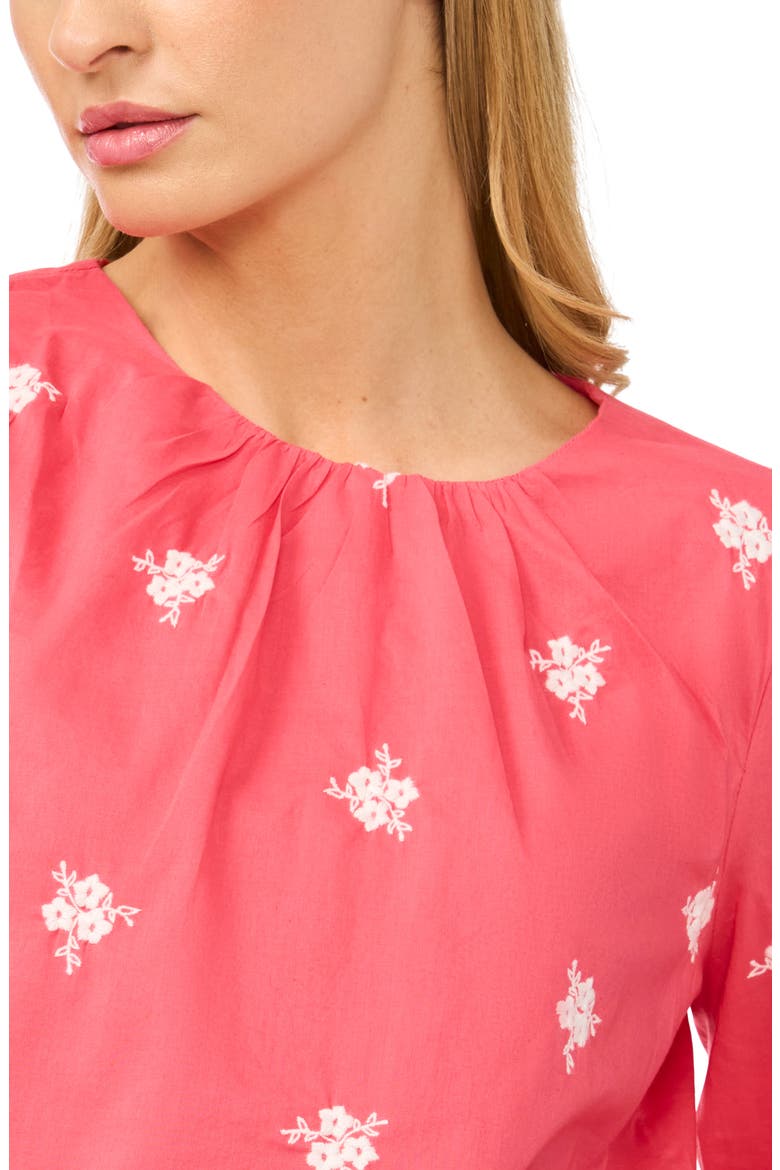 Embroidered Ruffle Sleeve Top, Alternate, color, CLARET RED
