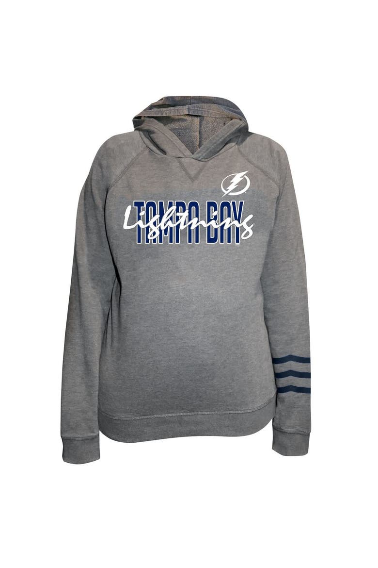 Women's Fanatics Heather Gray Tampa Bay Lightning Plus Size Lightweight Fleece Raglan Pullover Hoodie, Main, color, Heather Gray