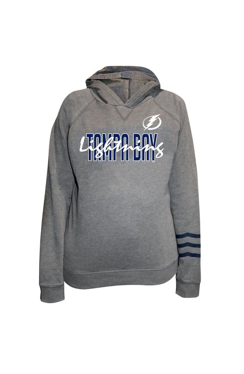 FANATICS Women's Fanatics Heather Gray Tampa Bay Lightning Plus Size Lightweight Fleece Raglan Pullover Hoodie, Main, color, Heather Gray