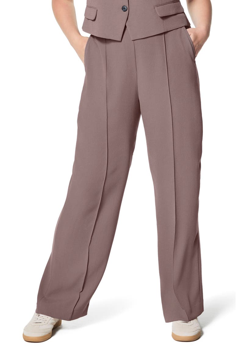 Crepe Straight Leg Pants, Main, color, SMOKE