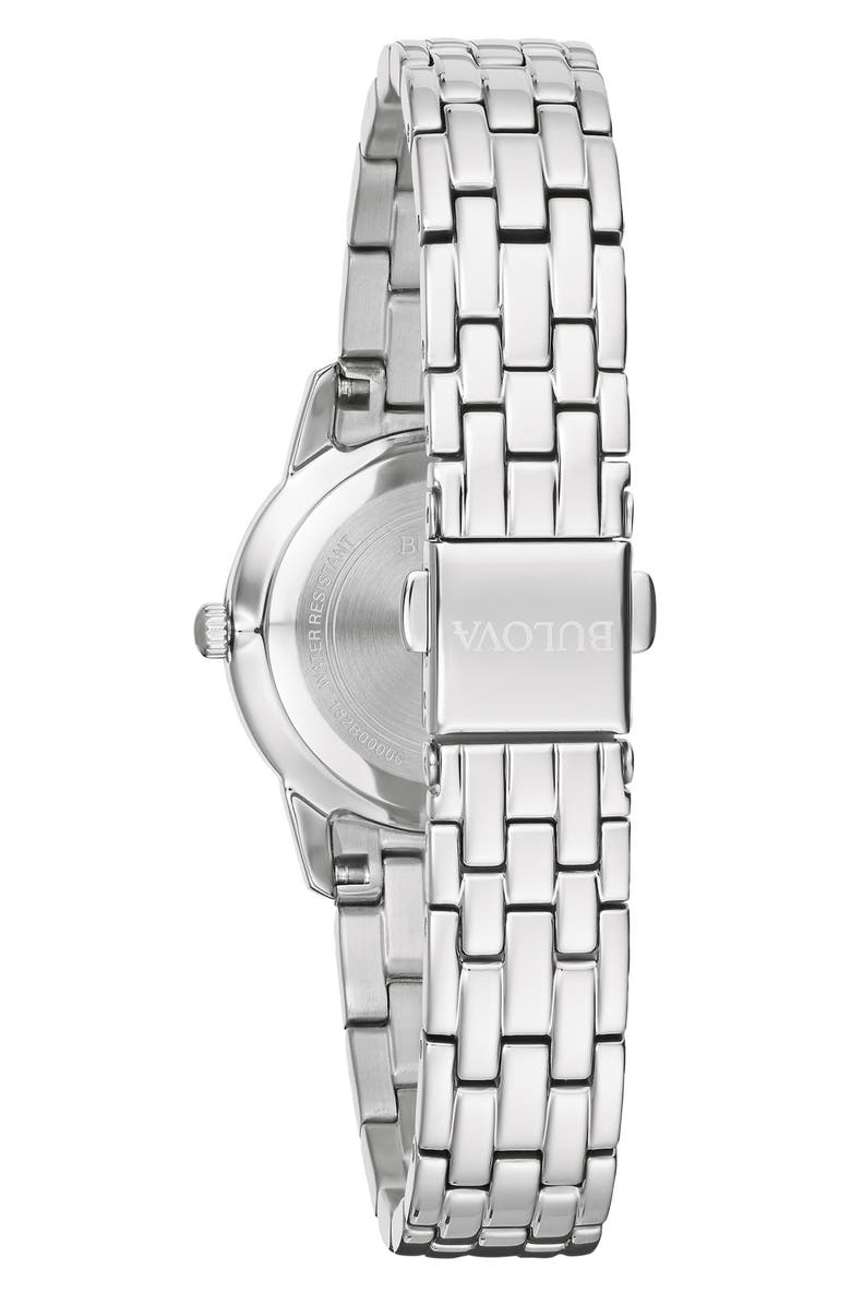 BULOVA Crystal Bracelet Watch & Necklace Gift Set, 27mm, Alternate, color, Silver