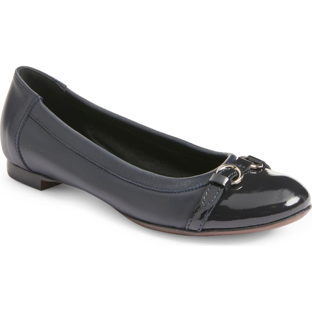 AGL Monika Cap Toe Ballet Flat in Blue Leather  product