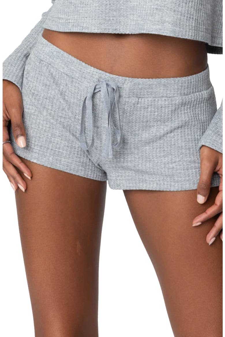 Teddy Waffle Knit Drawstring Shorts, Main, color, GRAY-MELANGE