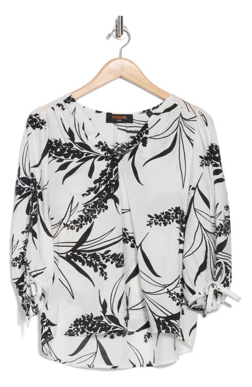 Renee C Floral Print V-neck Top In White