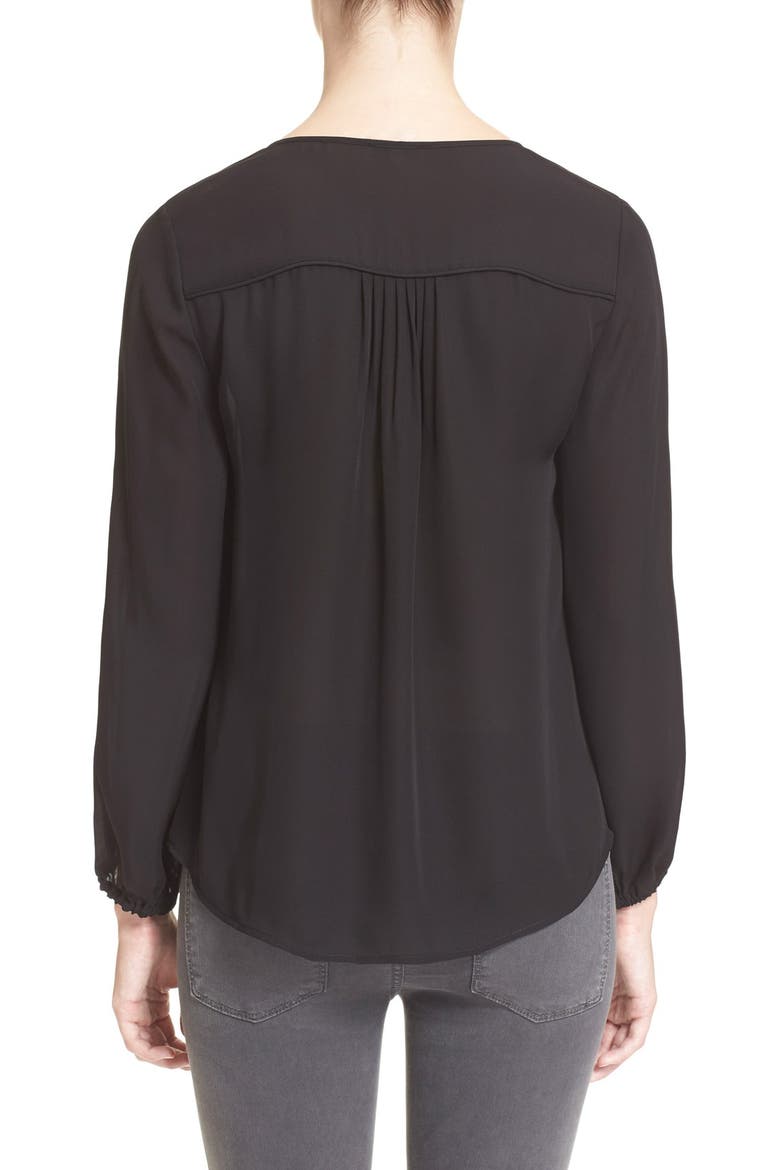 'Odelette' Silk Shirt, Alternate, color, CAVIAR