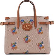Valentino Garavani Small Antibes Flower Embroidered Canvas Tote