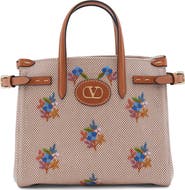 Valentino Garavani Small Antibes Flower Embroidered Canvas Tote