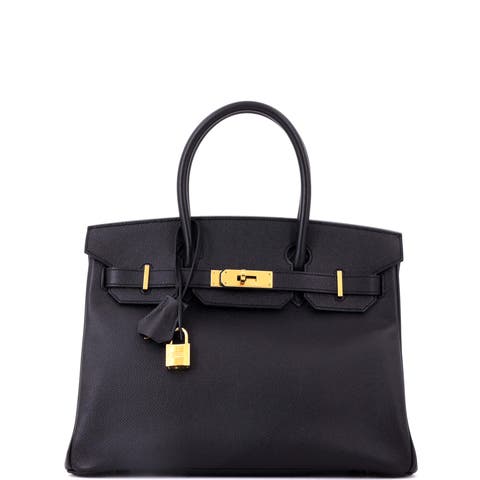 Birkin Handbag Black Epsom with Gold Hardware 30