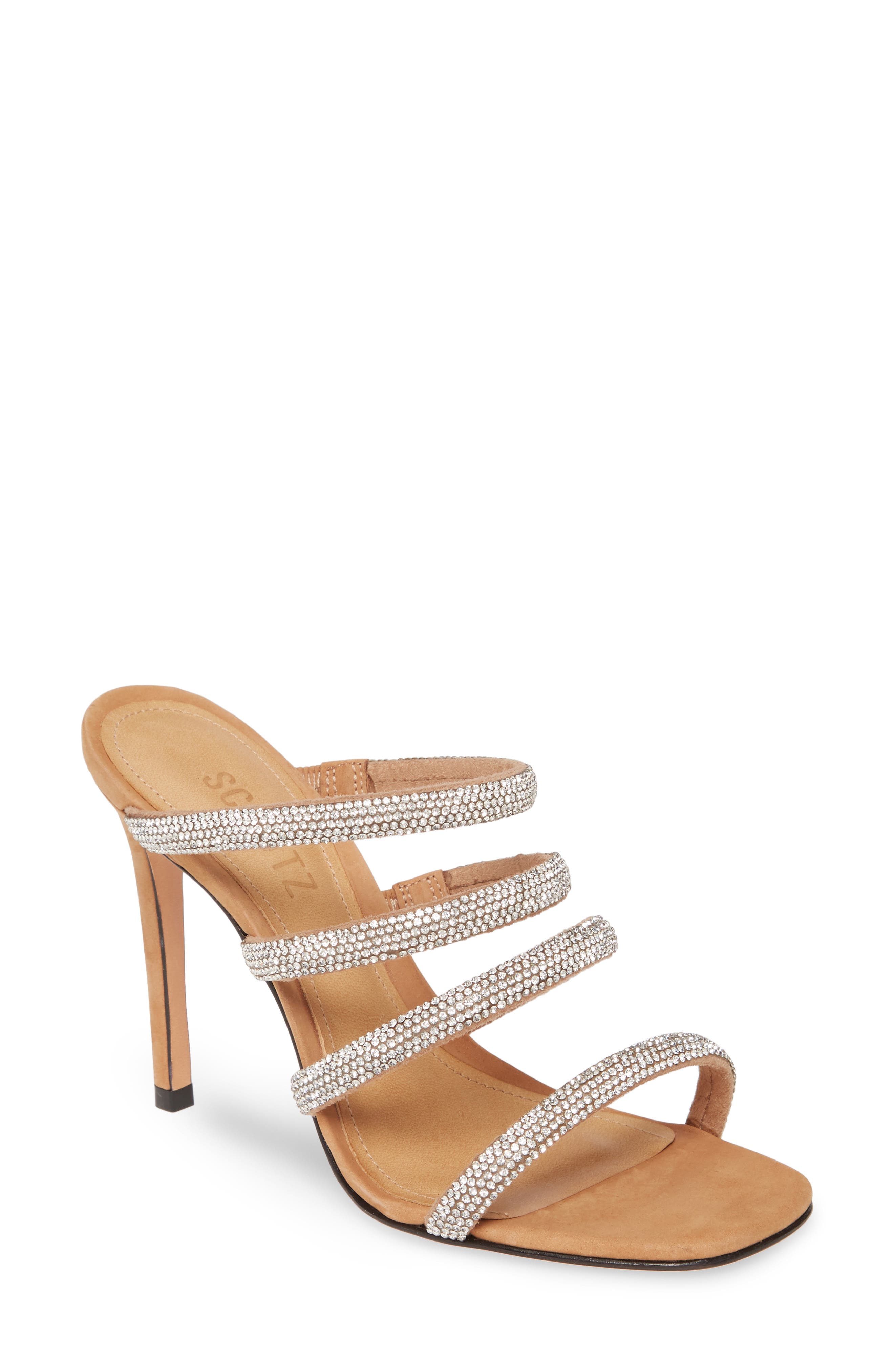 Sariah Strappy Crystal Slip-On Sandal, Main, color, HONEY BEIGE CRISTAL