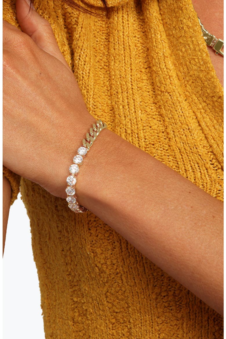 Julian Loves Cubic Zirconia Bracelet, Alternate, color, GOLD-WHITE