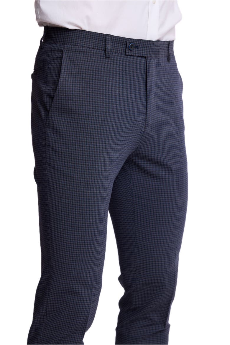 Downing Slim Fit Gingham Stretch Pants, Alternate, color, NAVY BURGUNDY GINGHAM