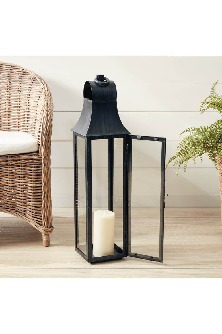 Geneva Powder Coated Stainless Steel Tall Outdoor Lantern 33", Alternate, color, Black