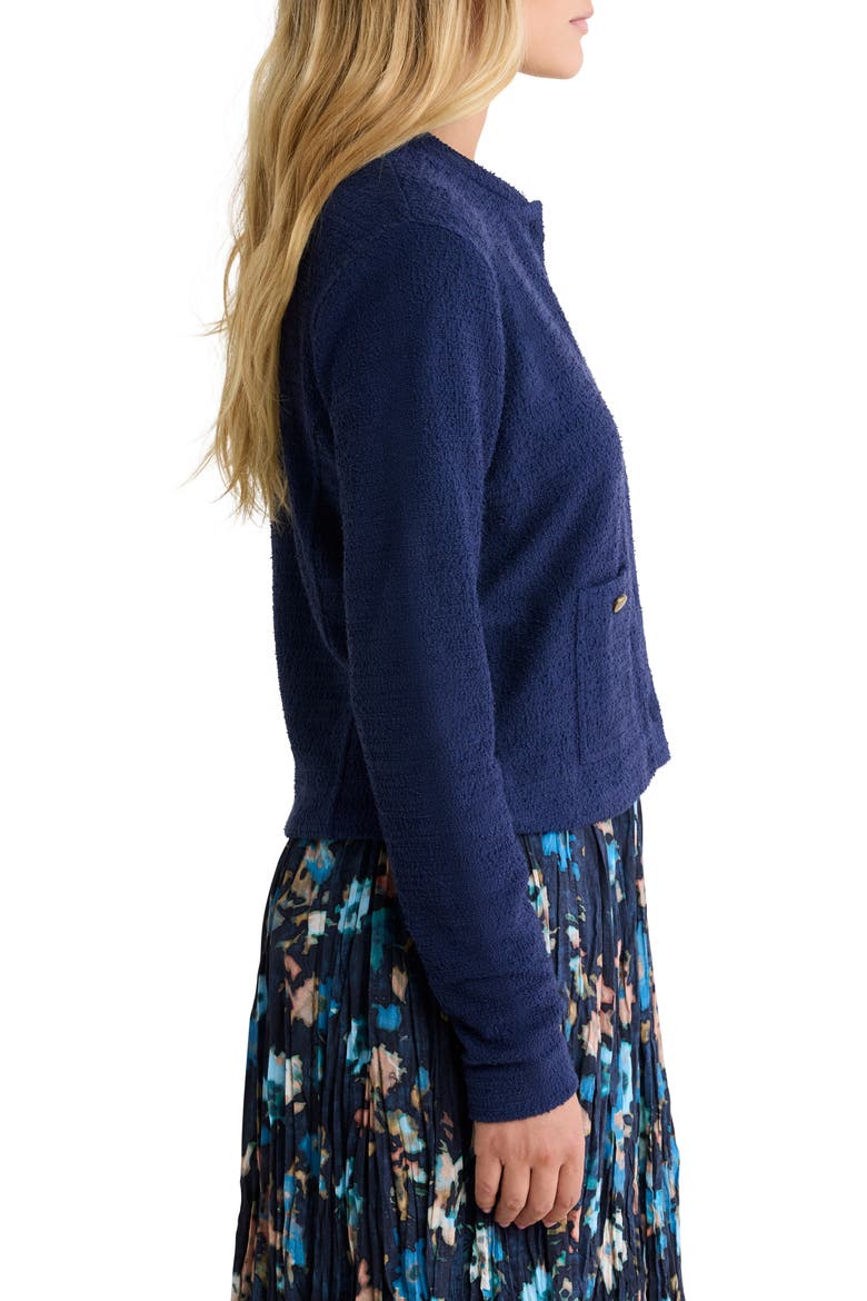 Bouclè Knit Bomber Cardigan, Alternate, color, INK
