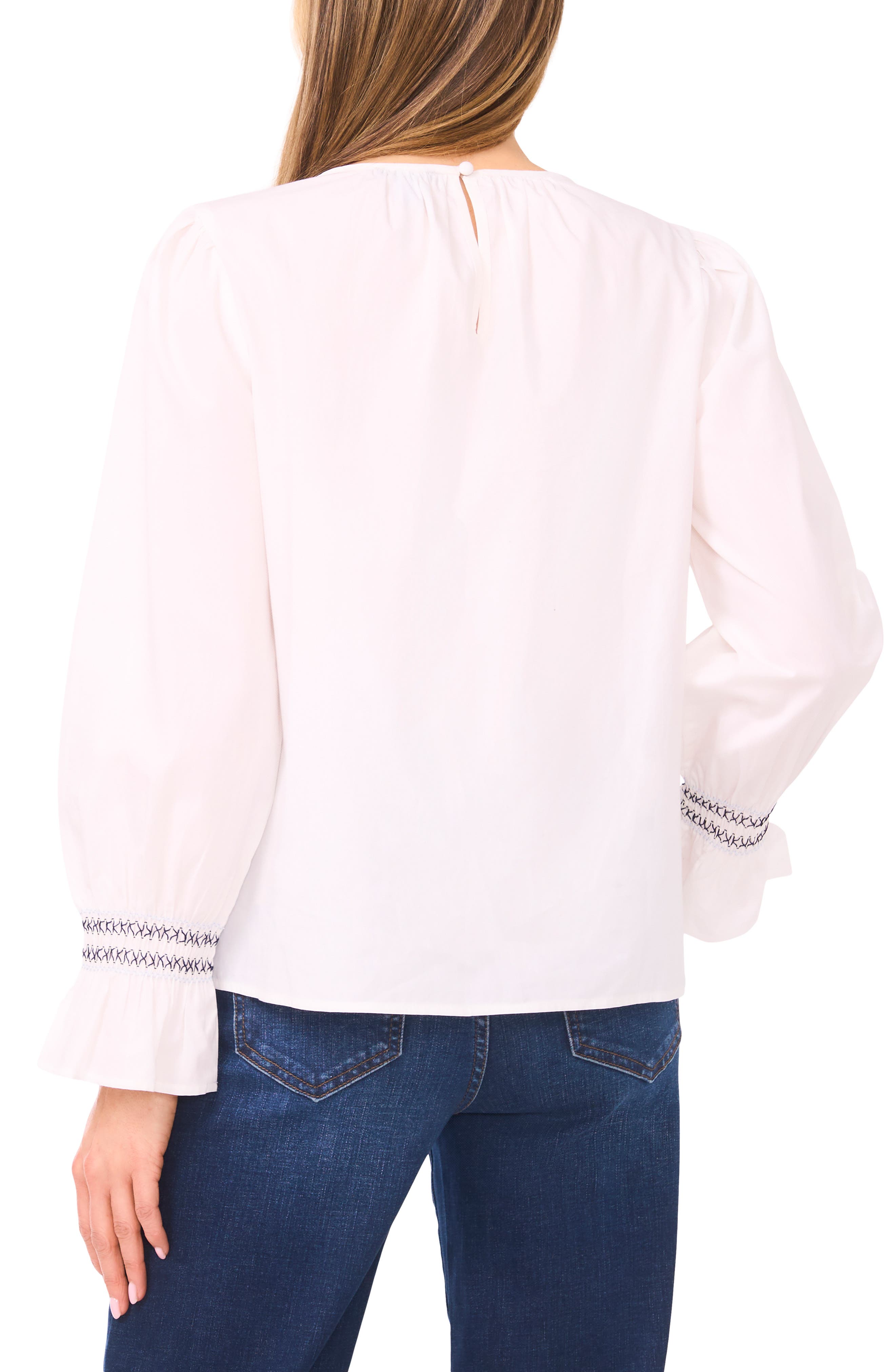 Contrast Smocked Cuff Top - image 4