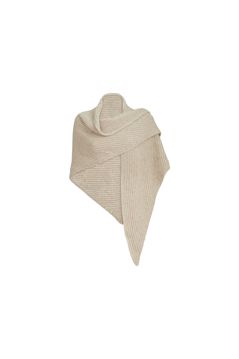Sparkling cashmere, wool and mohair rib knit shawl, Alternate, color, Ecru