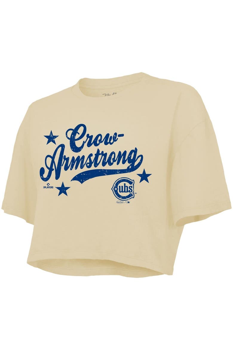 Women's Majestic Threads Pete Crow-Armstrong Cream Chicago Cubs Boxy Crop Top, Alternate, color, Cream