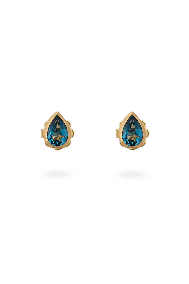 Single Drop Stud Deep Blue Topaz, Alternate, color, Deep Blue Topaz