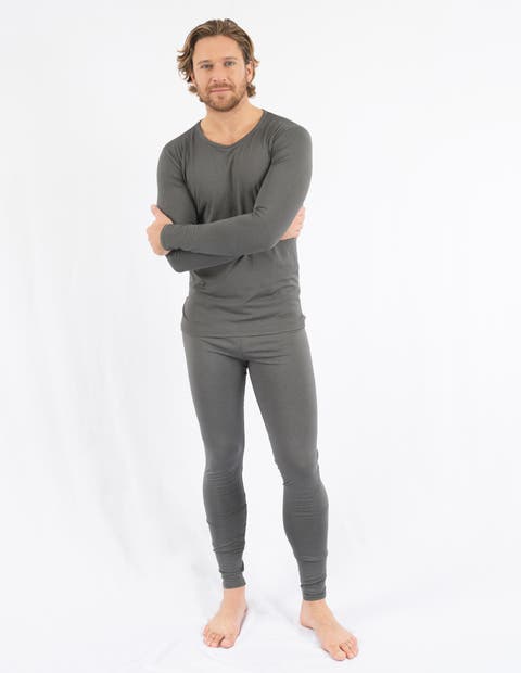 Men's Solid Thermal Pajama Set