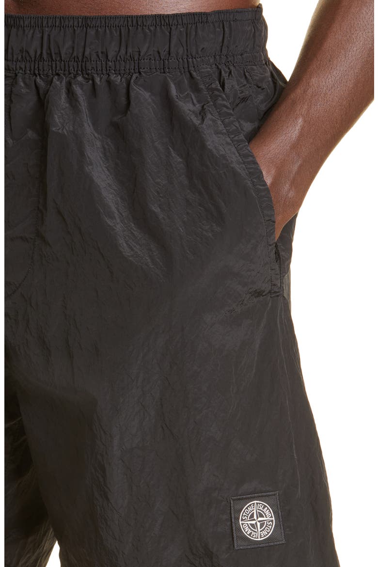 Logo Patch Nylon Metal Swim Trunks, Alternate, color, BLACK
