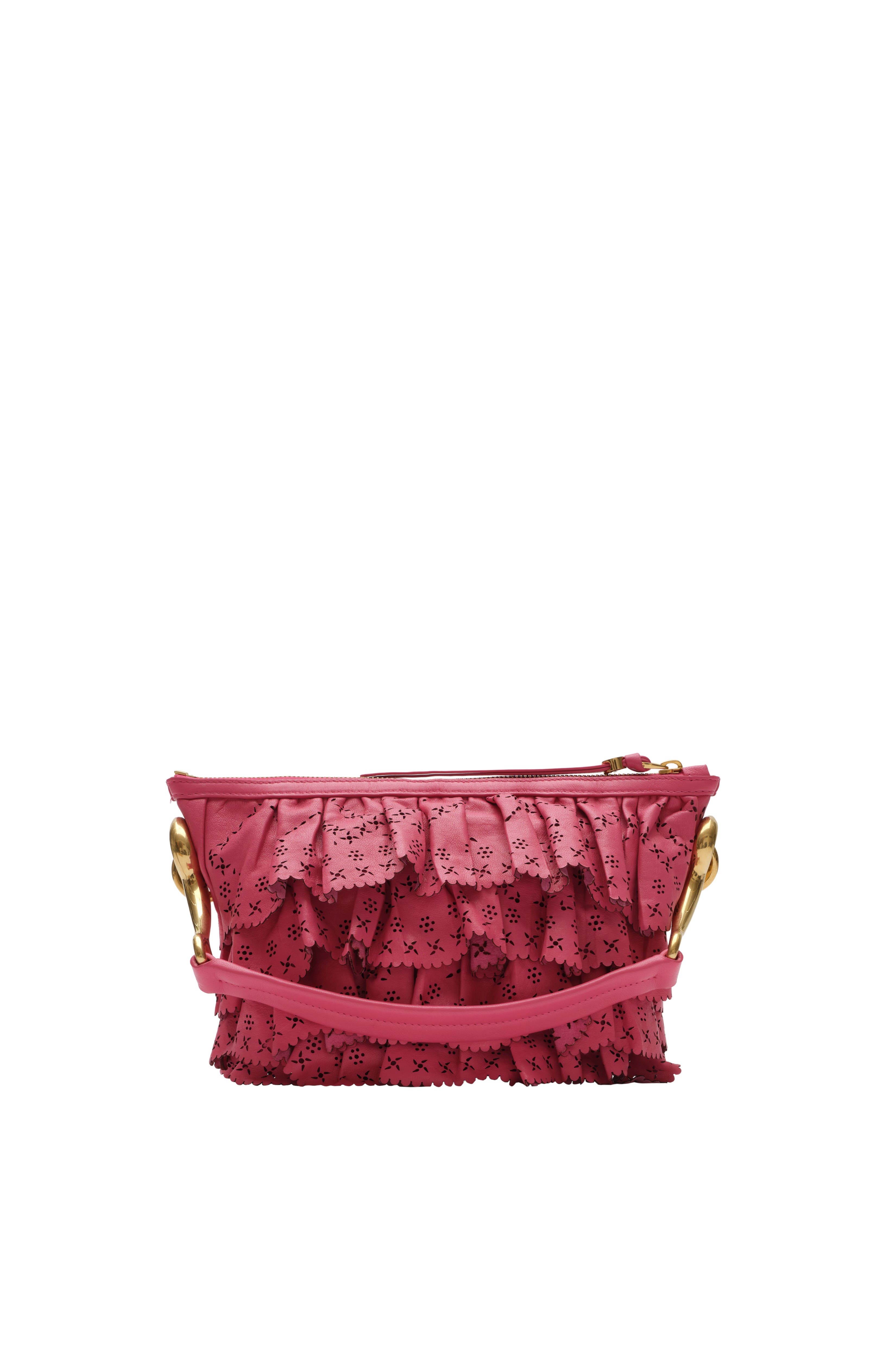 Burberry Mini Ruffle Bag, Alternate, color, Nougat Pink