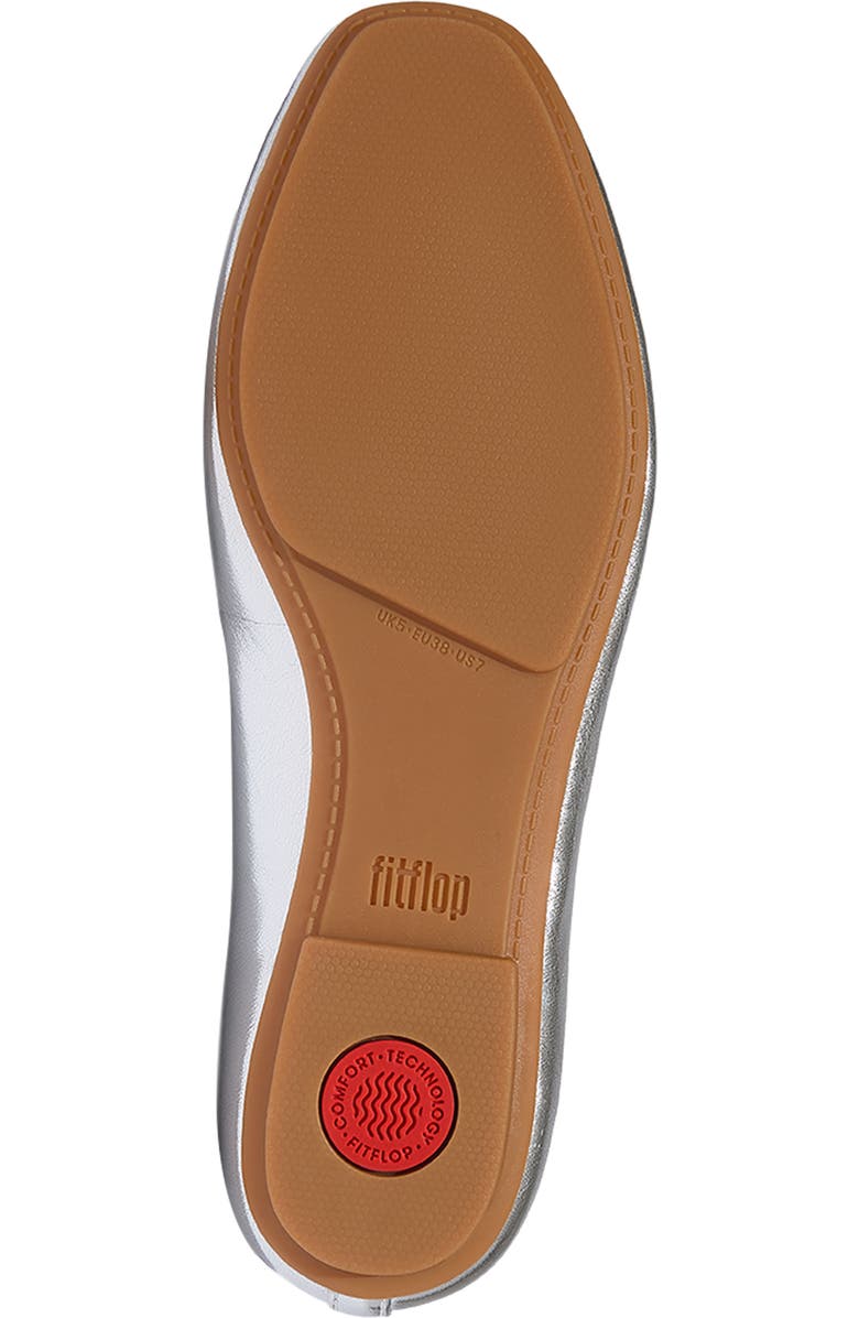 FitFlop Delicato High Cut Soft Leather Ballet Flats, Alternate, color, Silver