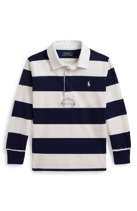Kids' Stripe Long Sleeve Jersey Rugby Polo