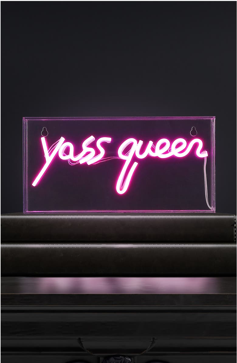 JONATHAN Y Yass Contemporary Glam Acrylic Box USB Operated LED Neon Light, Alternate, color, Pink