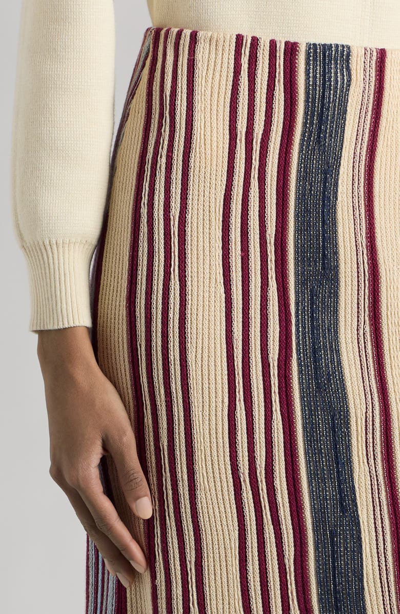 Bottega Veneta Stripe Linen & Cotton Skirt, Alternate, color, 
