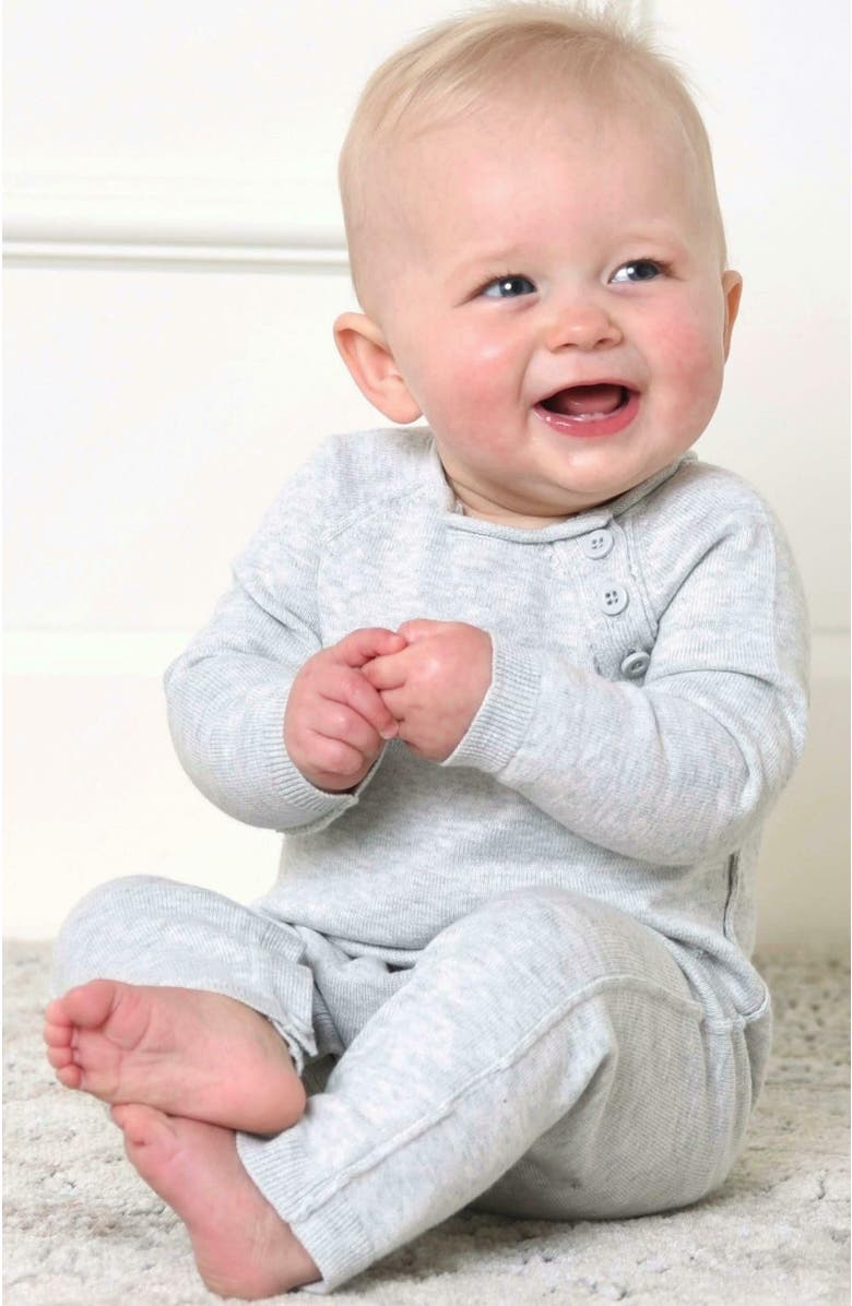 Hope & Henry Baby Raglan Sweater Romper, Alternate, color, Heather Grey