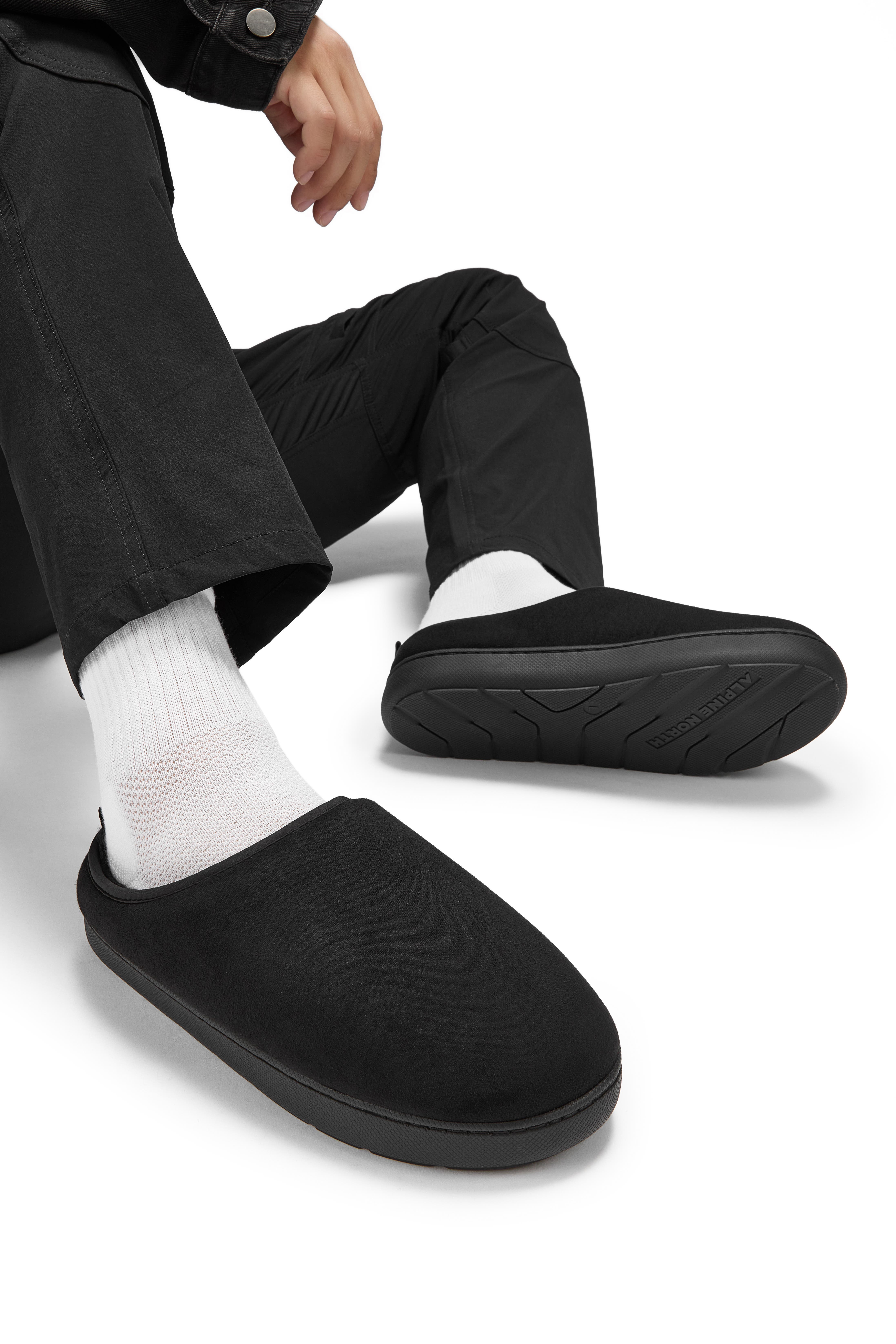 Canmore - Insulated Faux Suede Slippers, Alternate, color, BLACK