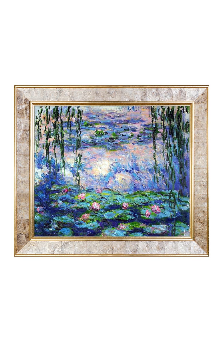 OVERSTOCK ART Water Lilies with Gold Pearl Frame, 26" x 30", Main, color, 