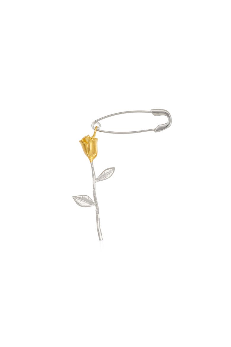 Safety Pin Gold Color Rose Sterling Silver Earring, Main, color, Gold