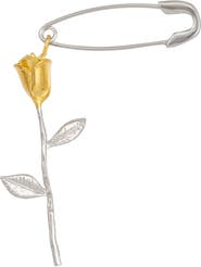 Spero London Safety Pin Gold Color Rose Sterling Silver Earring