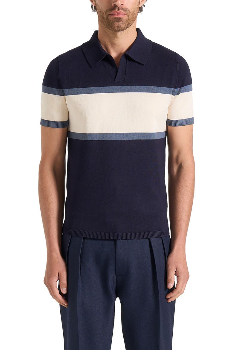 Enzo Colour Block Polo Top, Alternate, color, Navy