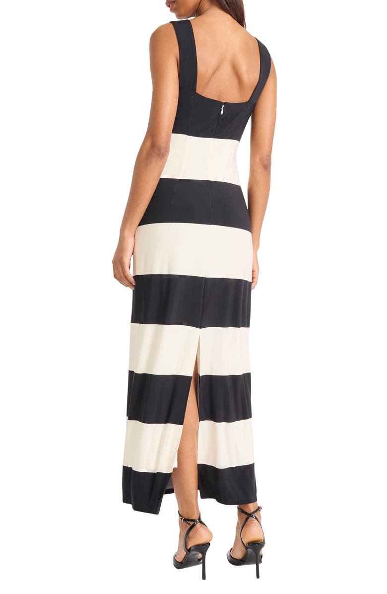 Donna Morgan Stripe Square Neck Maxi Dress, Alternate, color, Black/ Cream